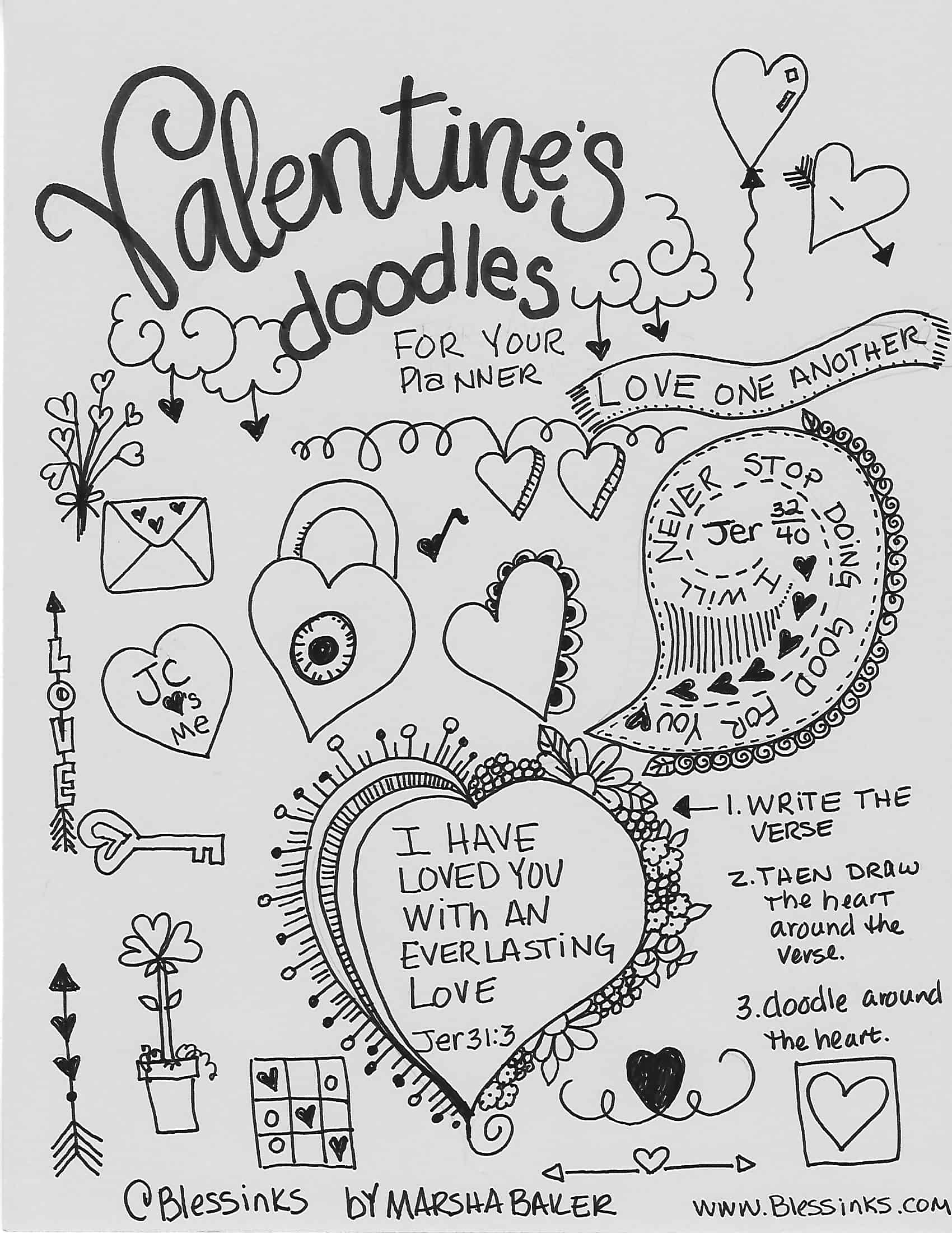 Valentine’s day Doodle page inspiration